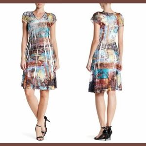 NWT Komarov V-Neck Cap Sleeve‎ Crinkle Dress [SZ Large ]